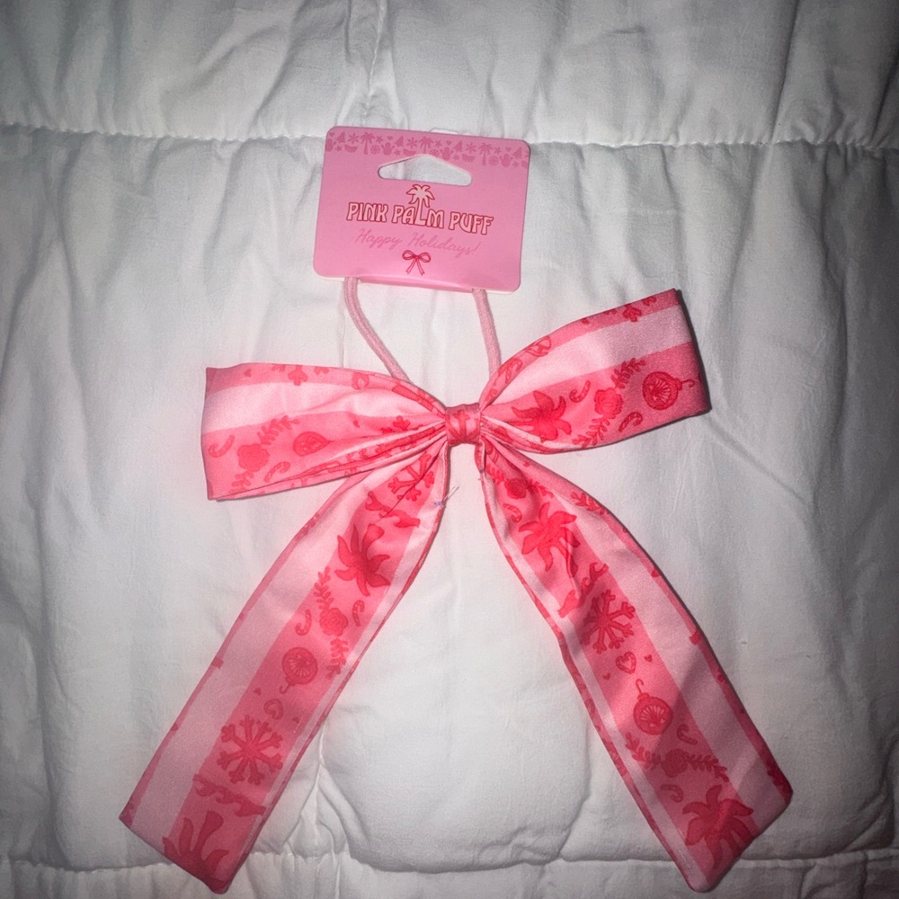 Pink Palm Puff Kids Hair Bow
